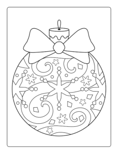Christmas Ornaments Large Bow Patterned For Kids Winter Coloring Pdf, Free Vectors File